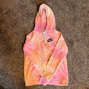 Women’s size small nike hoodie, pink, orange, yellow tie-dye